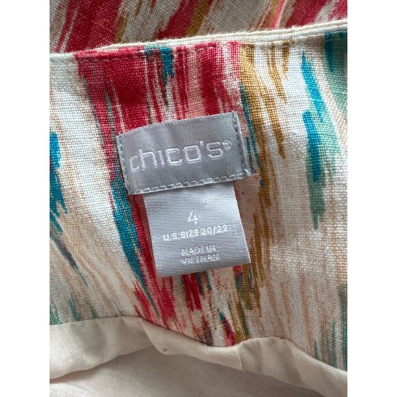 Chico’s Ikat Embroidered Multicolor Southwestern Open-Front Jacket 3/4 Sleeve 2X - Picture 6 of 7